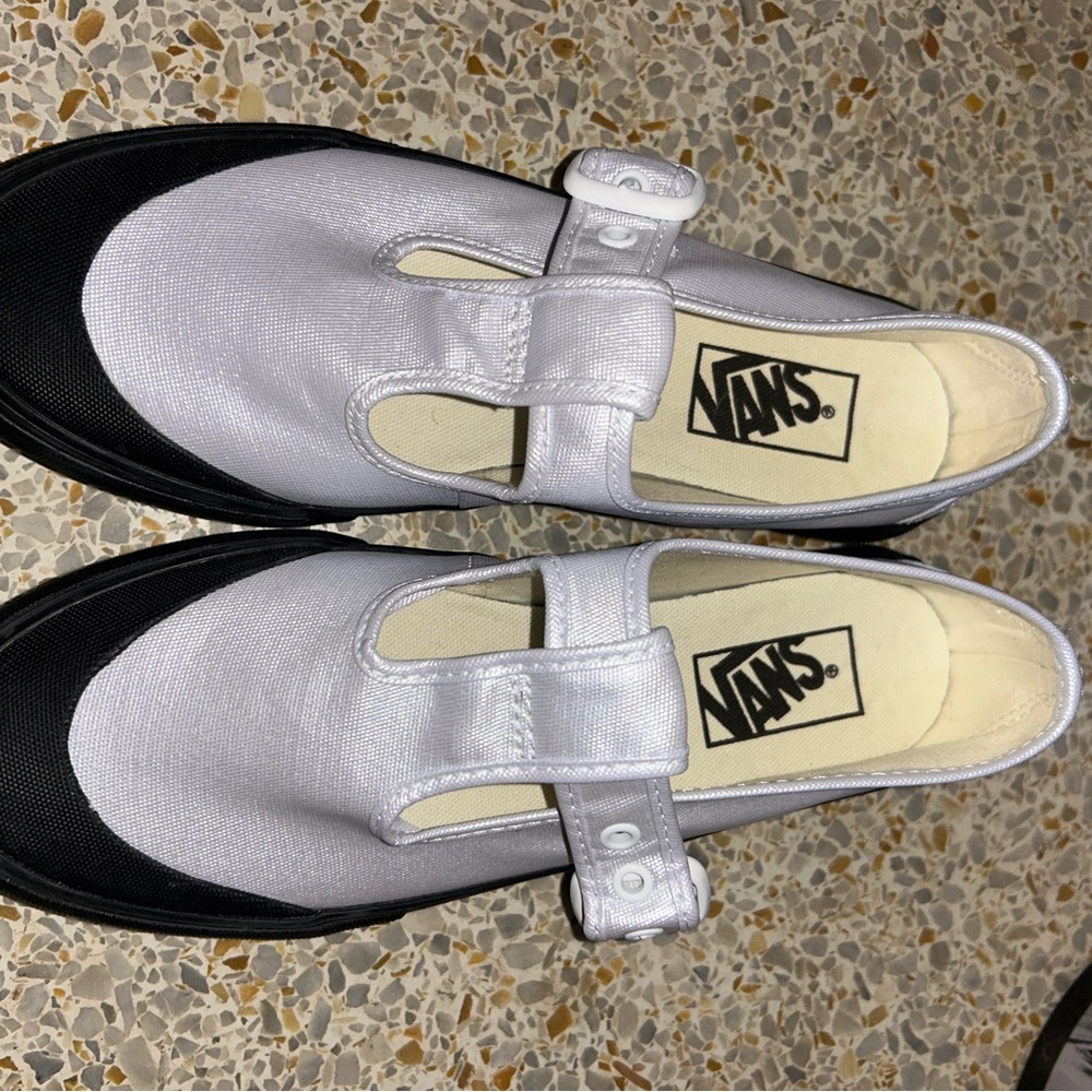 NEW Vans Silver and Black Slip-On Shoes